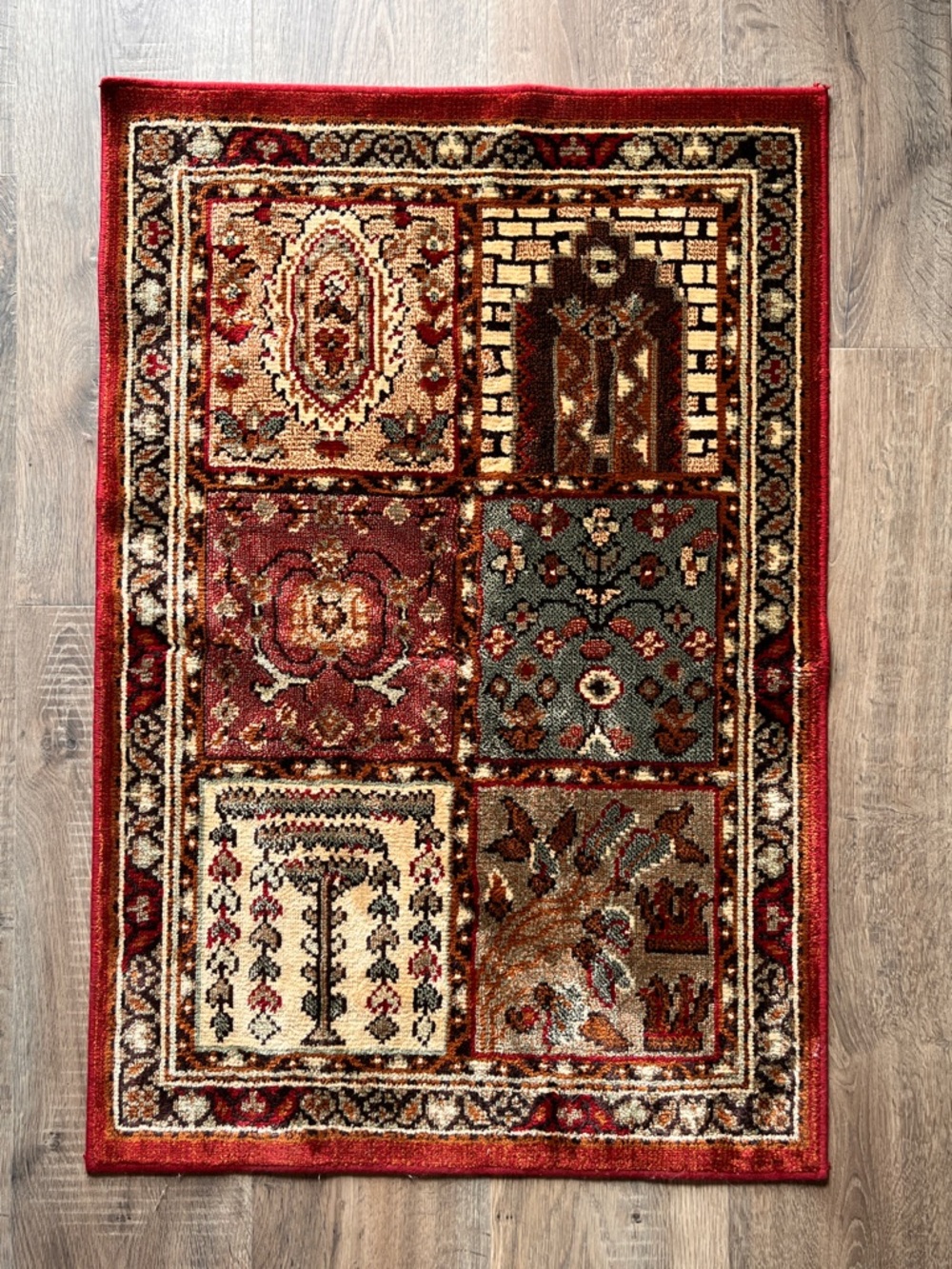 ☾ Vintage Persian Bakhtiari-inspired rug 34.75” x 23.25”